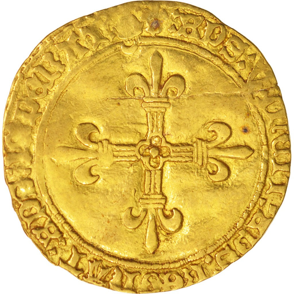 Coin, France, Charles VIII, Ecu d'or, Bordeaux, VF(30-35), Gold, Duplessy:575A