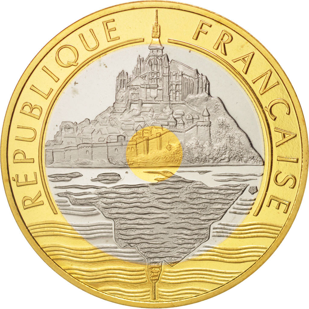 Coin, France, Mont Saint Michel, 20 Francs, BE, 1992, MS(65-70), Or / Or blanc