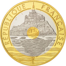 Moneta, Francia, Mont Saint Michel, 20 Francs, 1992, FDC, Or / Or blanc