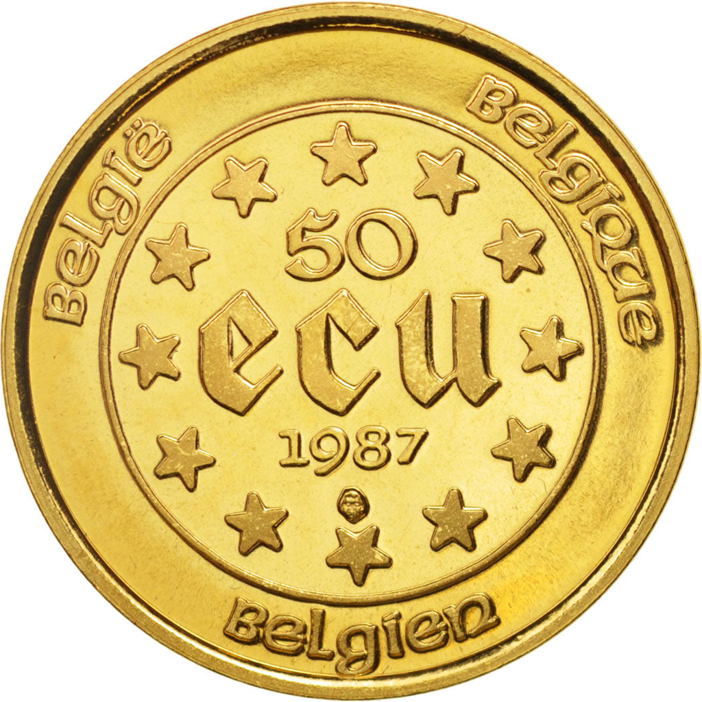 Moneda, Bélgica, 50 Ecu, 1987, Brussels, FDC, Oro, KM:167