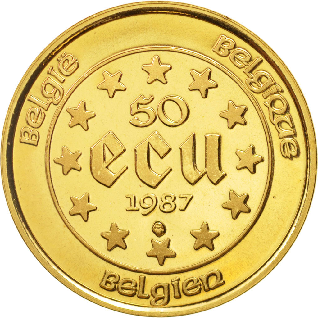Coin, Belgium, 50 Ecu, 1987, Brussels, MS(65-70), Gold, KM:167