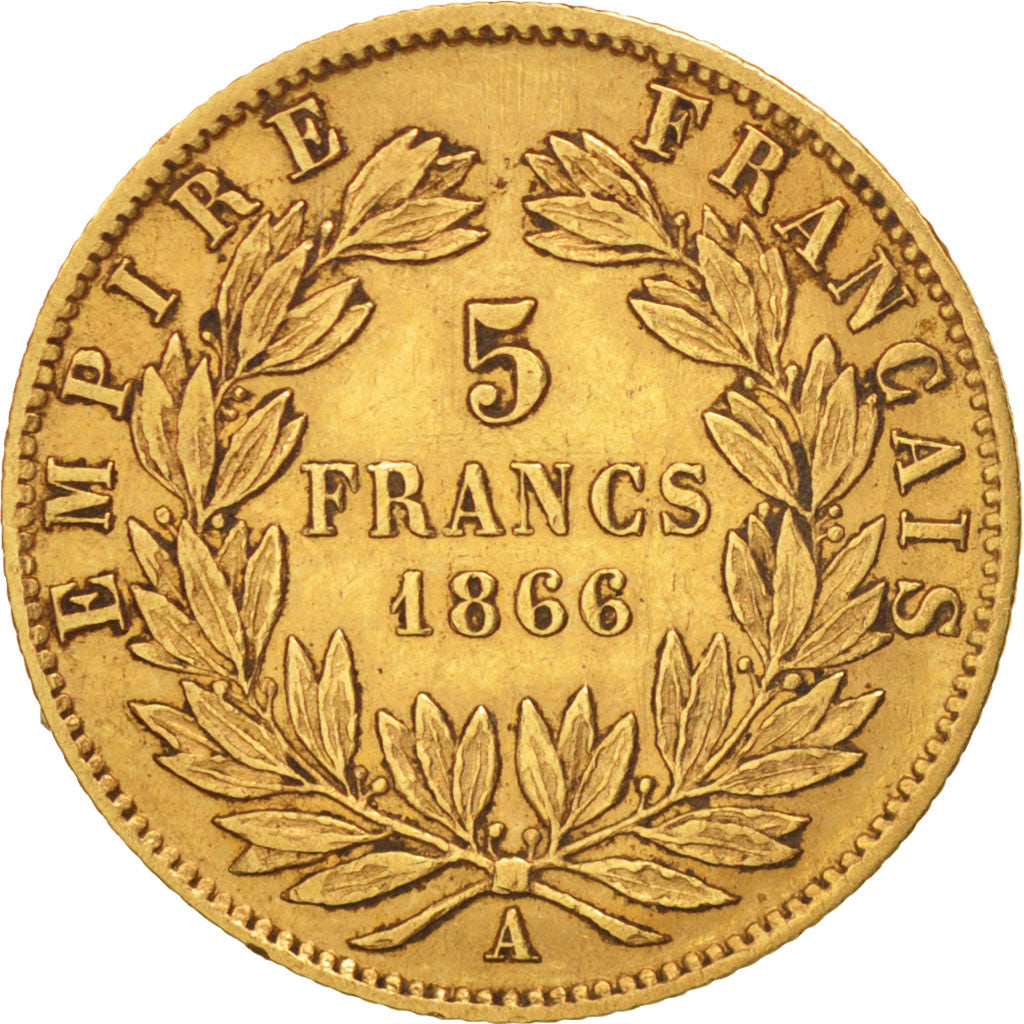 France, 5 Francs, 1866, Paris, EF(40-45), Gold, KM:803.1, Gadoury:1002