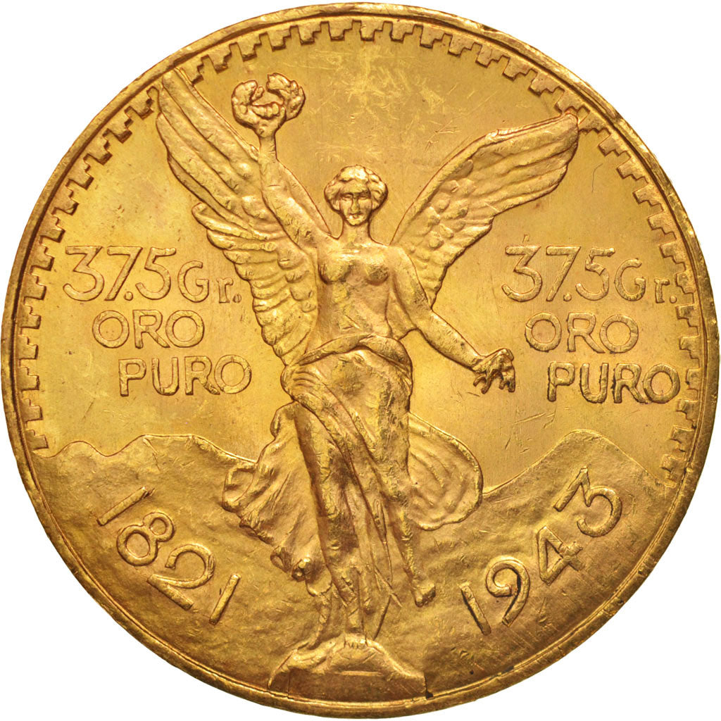 México, 50 Pesos, 1943, EBC, Oro, KM:482