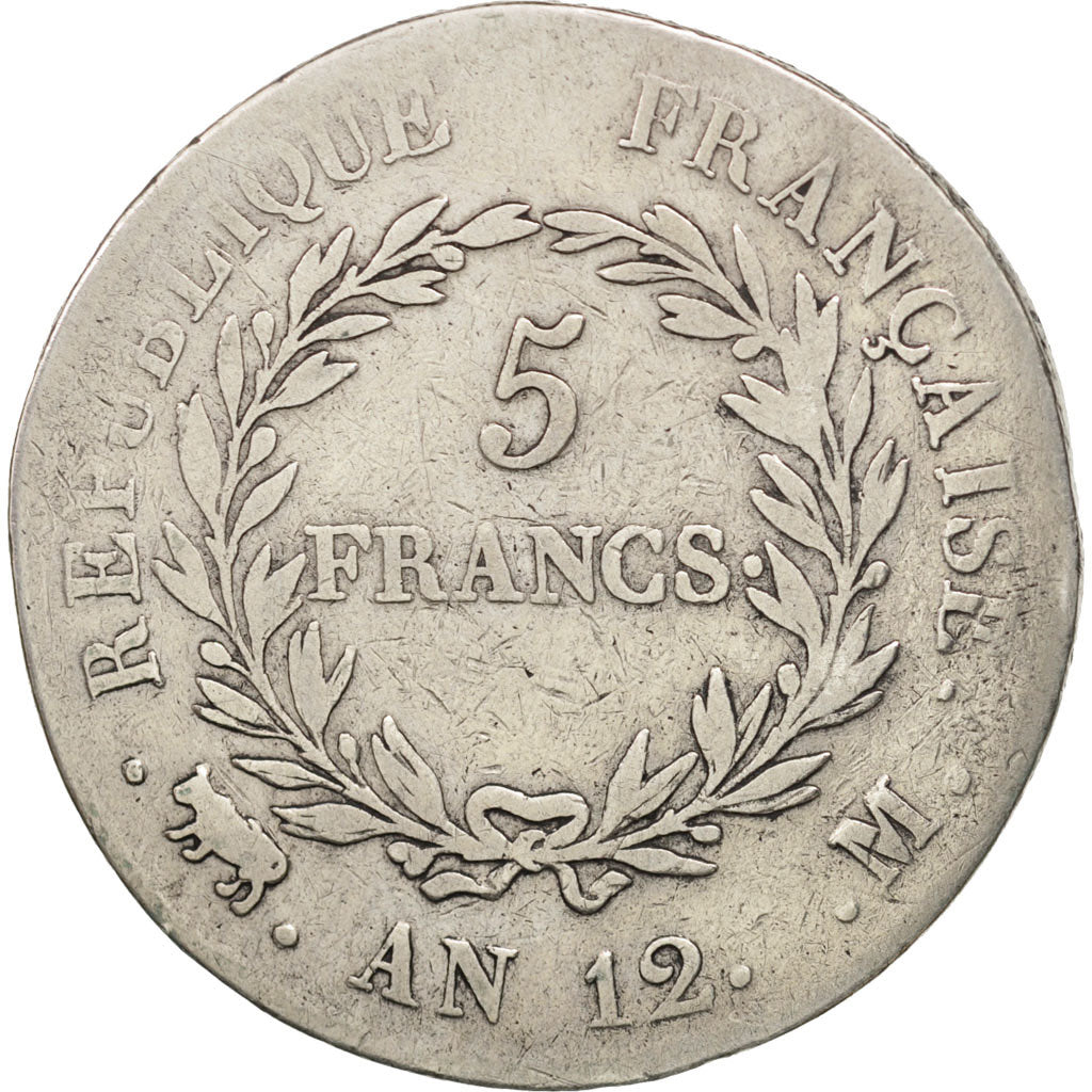 France, 5 Francs, 1804, Toulouse, F(12-15), Silver, KM:659.10, Gadoury:577