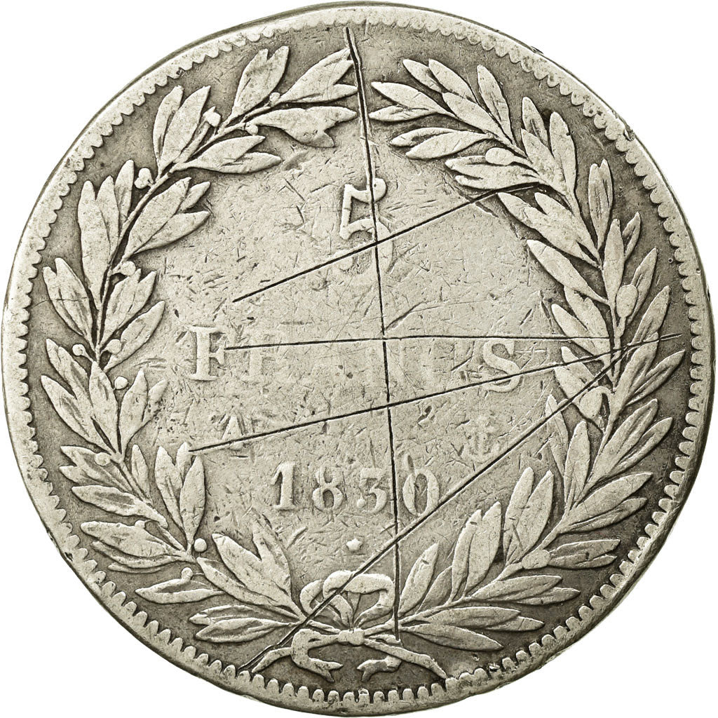 Moneta, Francia, Louis-Philippe, 5 Francs, 1830, Paris, B, Argento, KM:737.1