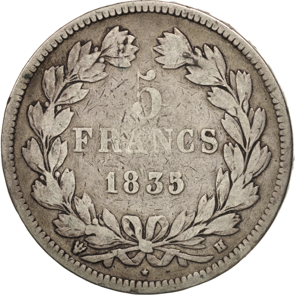 France, Louis-Philippe, 5 Francs, 1835, La Rochelle, B+, Argent, Gadoury 678