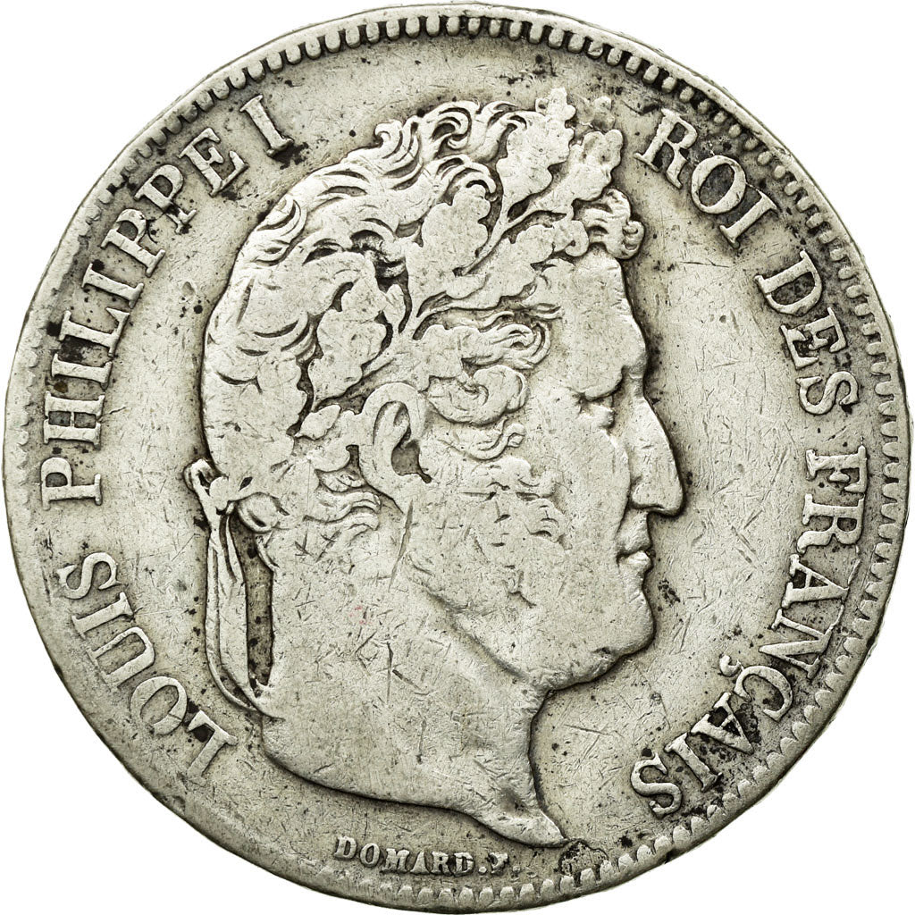 Moneda, Francia, Louis-Philippe, 5 Francs, 1834, Toulouse, BC+, Plata, KM:749.9