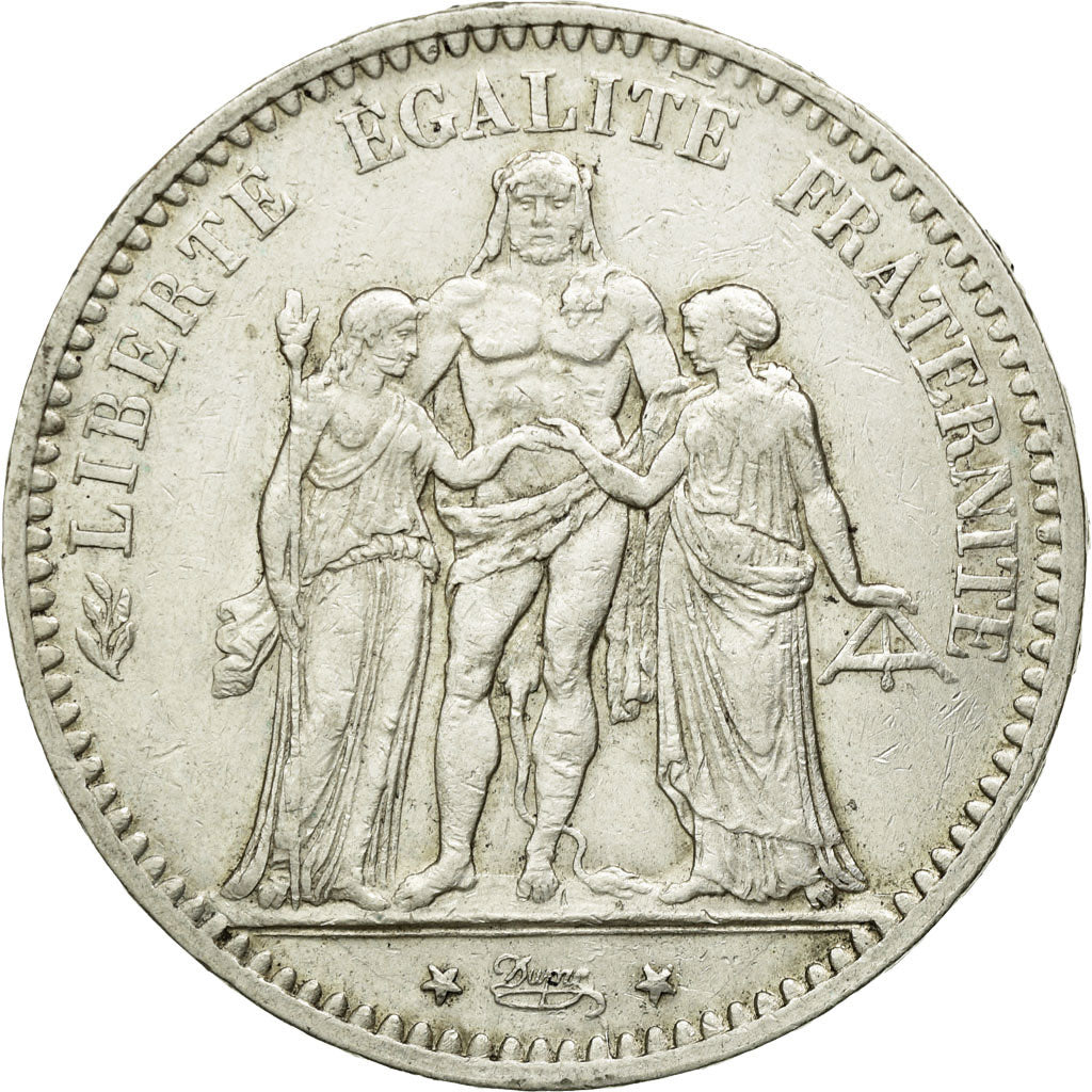 Moneta, Francia, Hercule, 5 Francs, 1877, Bordeaux, BB+, Argento, KM:820.2