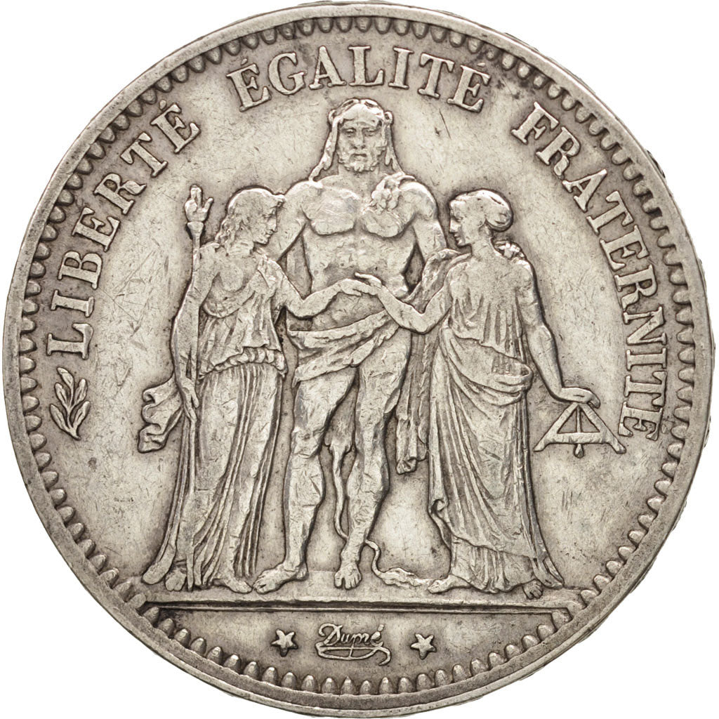 France, Hercule, 5 Francs, 1878, Bordeaux, TTB, Argent, KM:820.2, Gadoury:745a