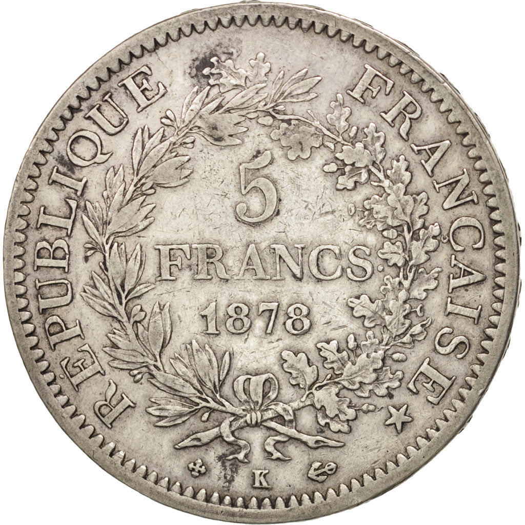 France, Hercule, 5 Francs, 1878, Bordeaux, TTB, Argent, KM:820.2, Gadoury:745a