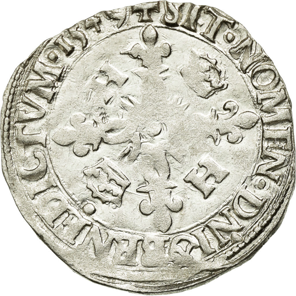 Coin, France, Henri II, Douzain aux croissants, 1549, Rouen, EF(40-45), Billon