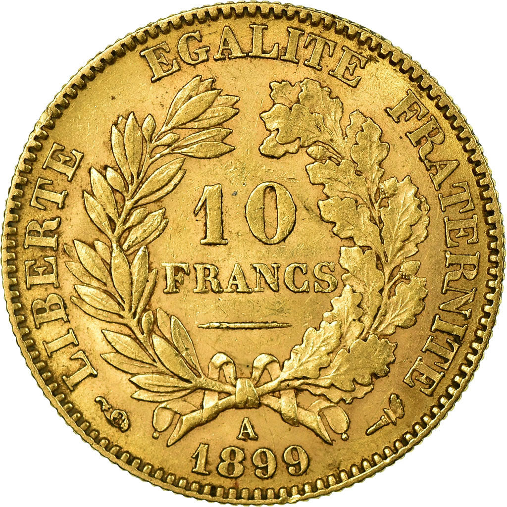 Moneda, Francia, Cérès, 10 Francs, 1899, Paris, MBC+, Oro, KM:830