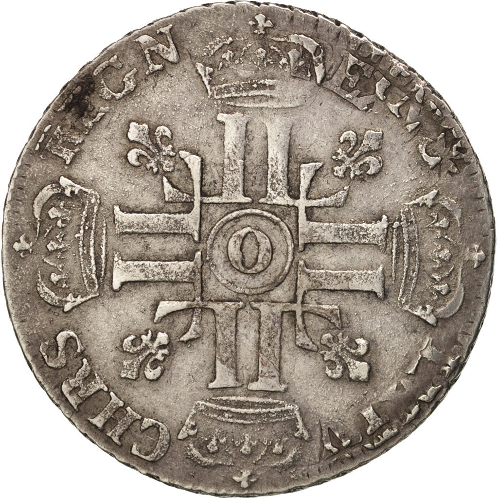 France, Louis XIV, 1/4 Écu aux 8 L, 1691, Riom, EF(40-45), Silver, KM 270.10