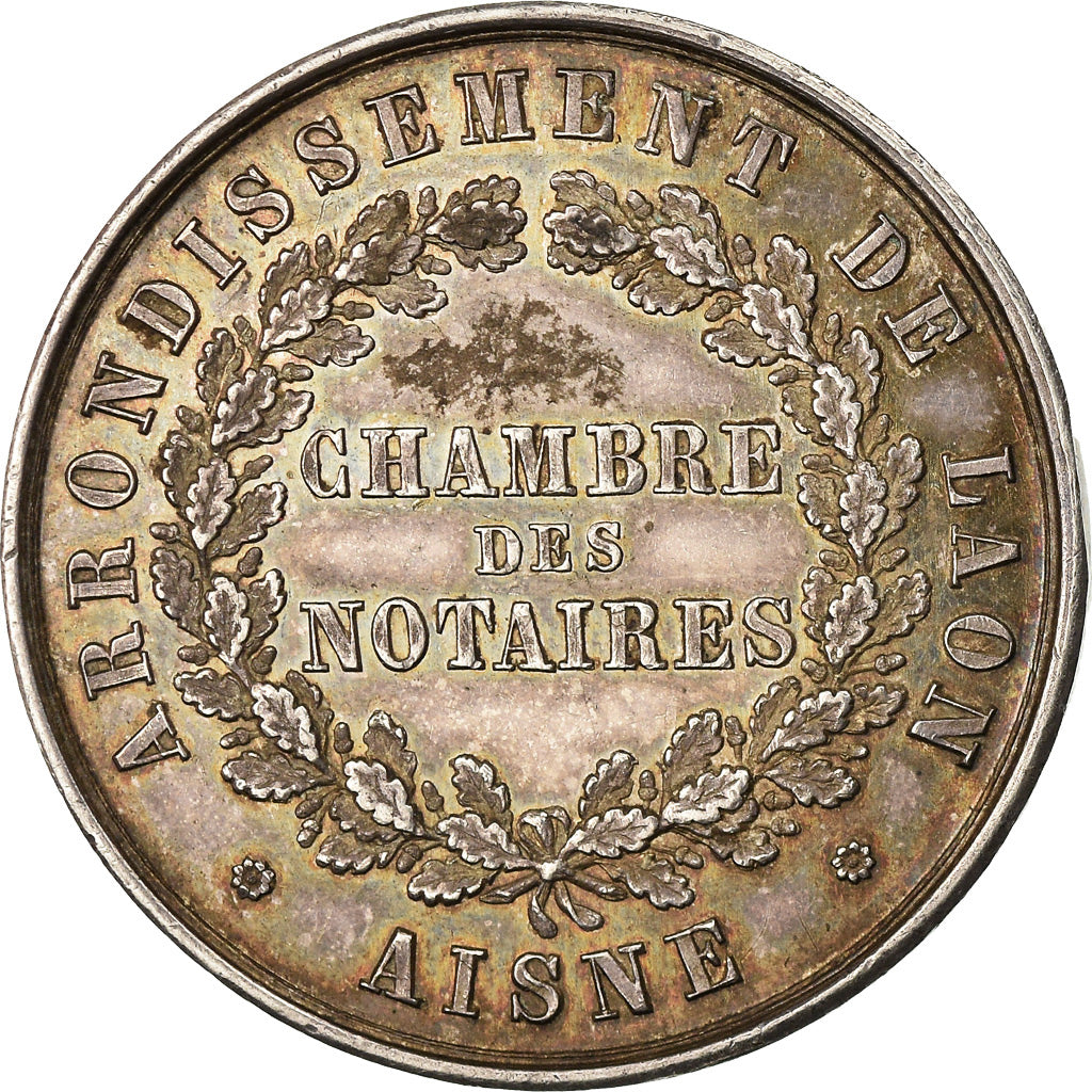 France, Token, Notary, Louis XVIII, Notaires de Laon, AU(55-58), Silver