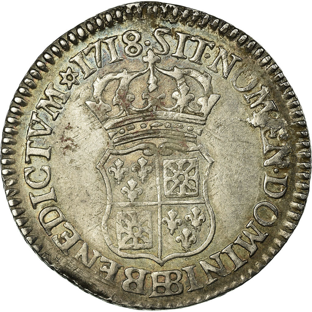 Moneta, Francia, Louis XV, 1/10 Écu de France-Navarre, 12 Sols, 1/10 ECU, 1718