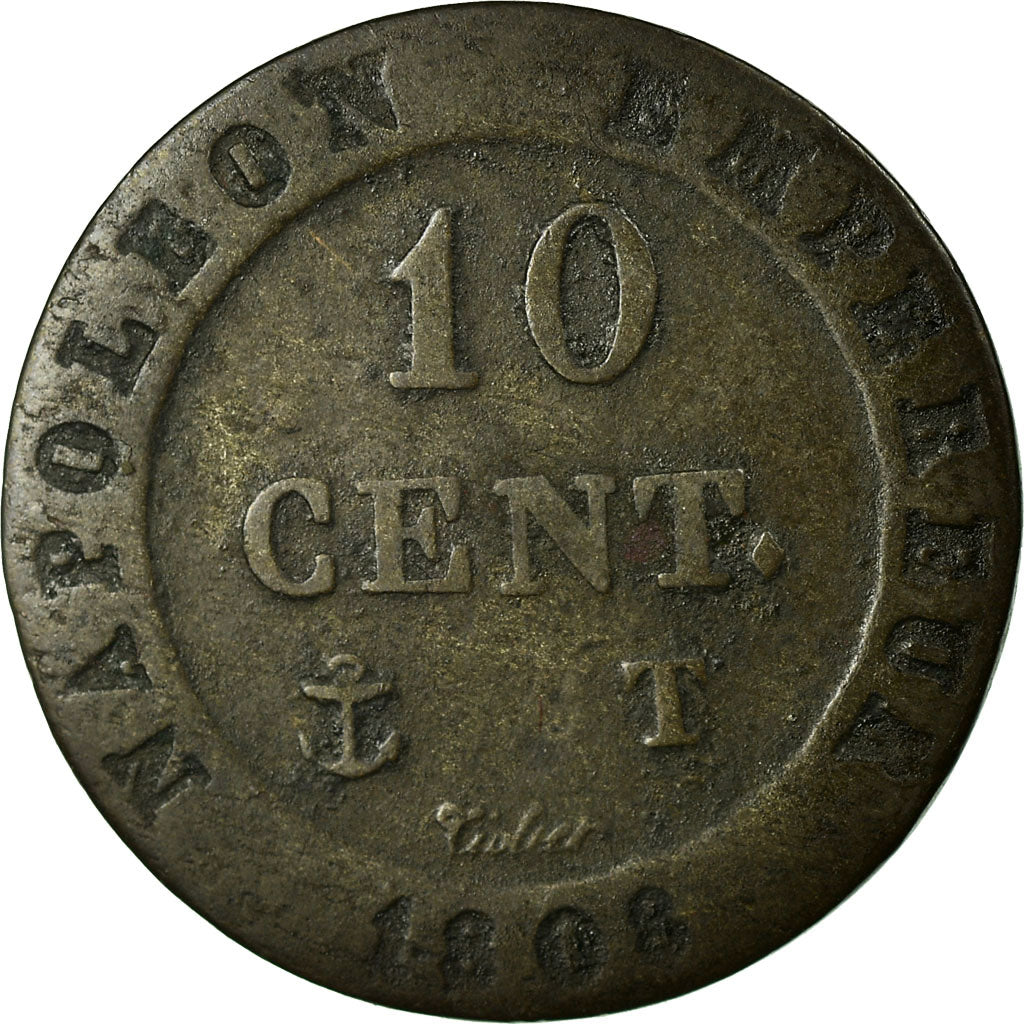 Coin, France, Napoléon I, 10 Centimes, 1808, Nantes, VF(30-35), Billon