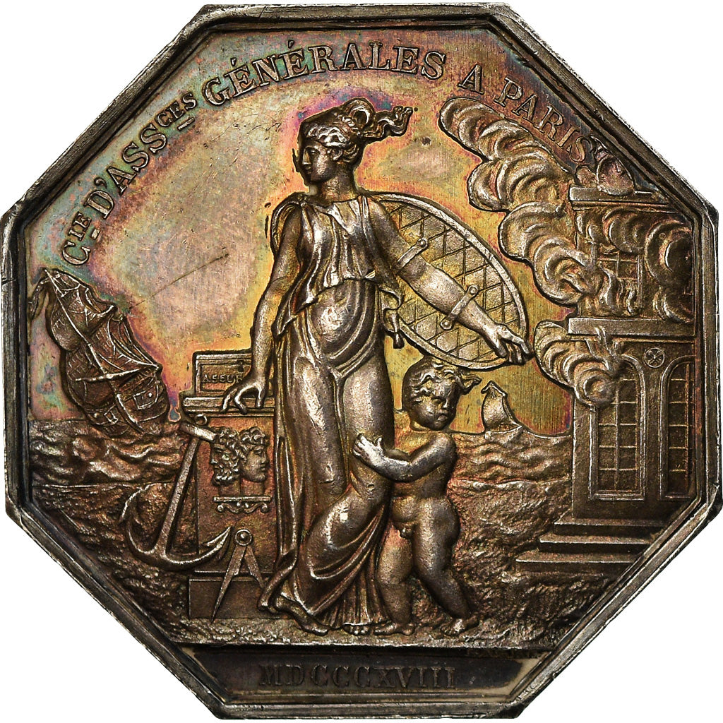 Francia, Token, Louis XVIII, Compagnie d'Assurances Générales à Paris, 1818