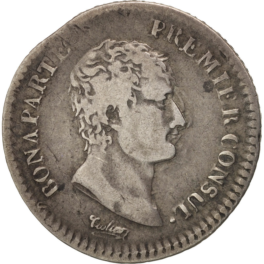 Moneda, Francia, Napoléon I, 1/2 Franc, 1802, Geneva, BC+, Plata, KM:648.4