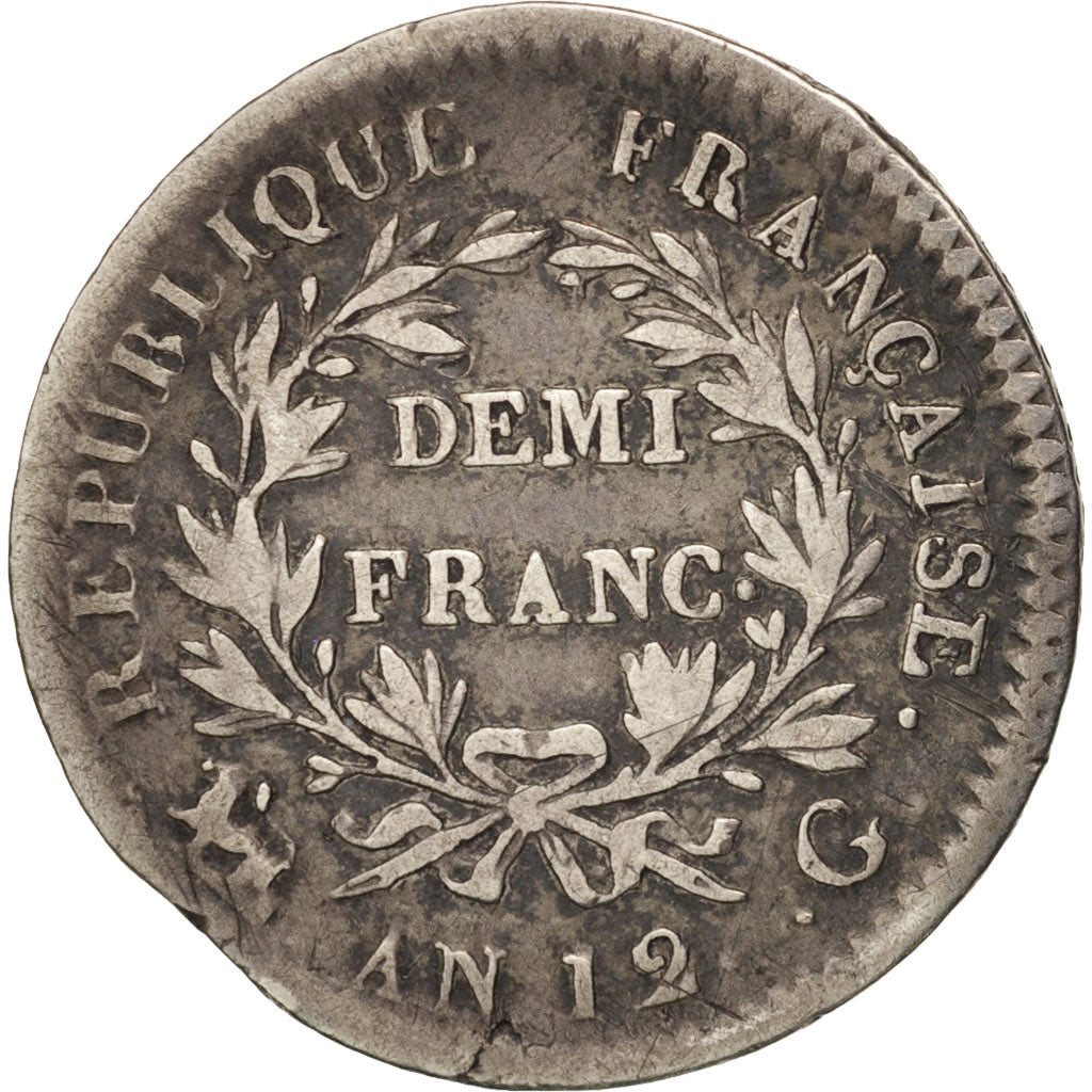 Moneda, Francia, Napoléon I, 1/2 Franc, 1802, Geneva, BC+, Plata, KM:648.4