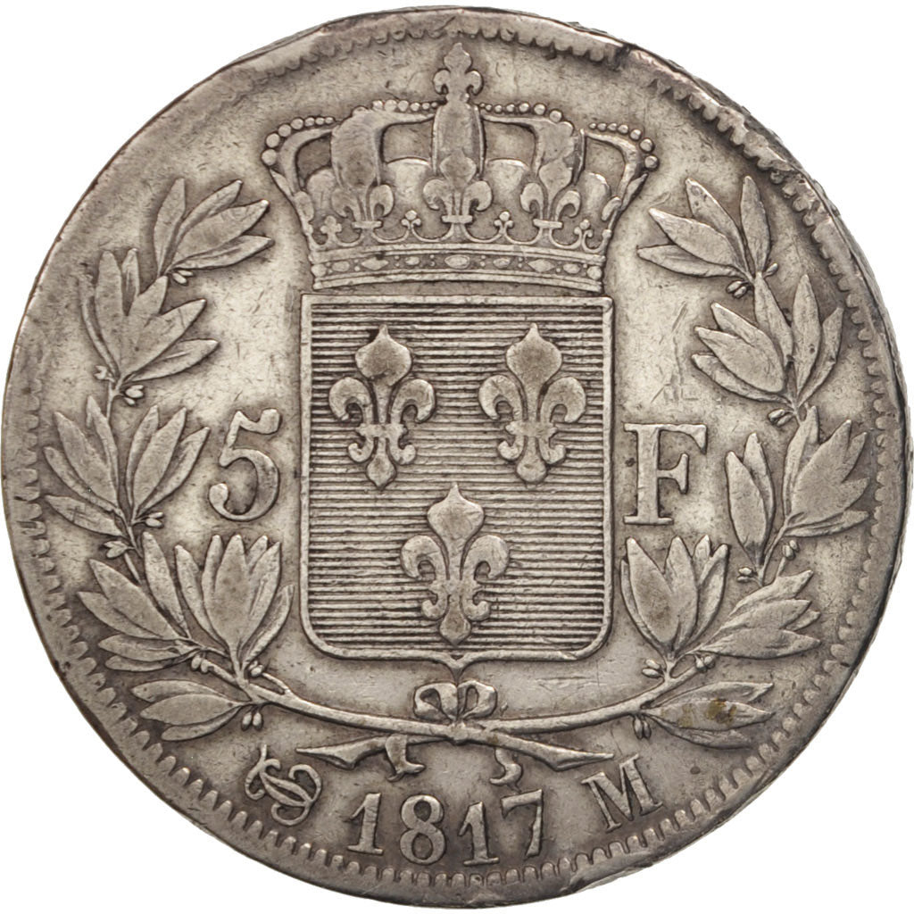 Francia, Louis XVIII, 5 Francs, 1817, Toulouse, MB, Argento, KM:711.9