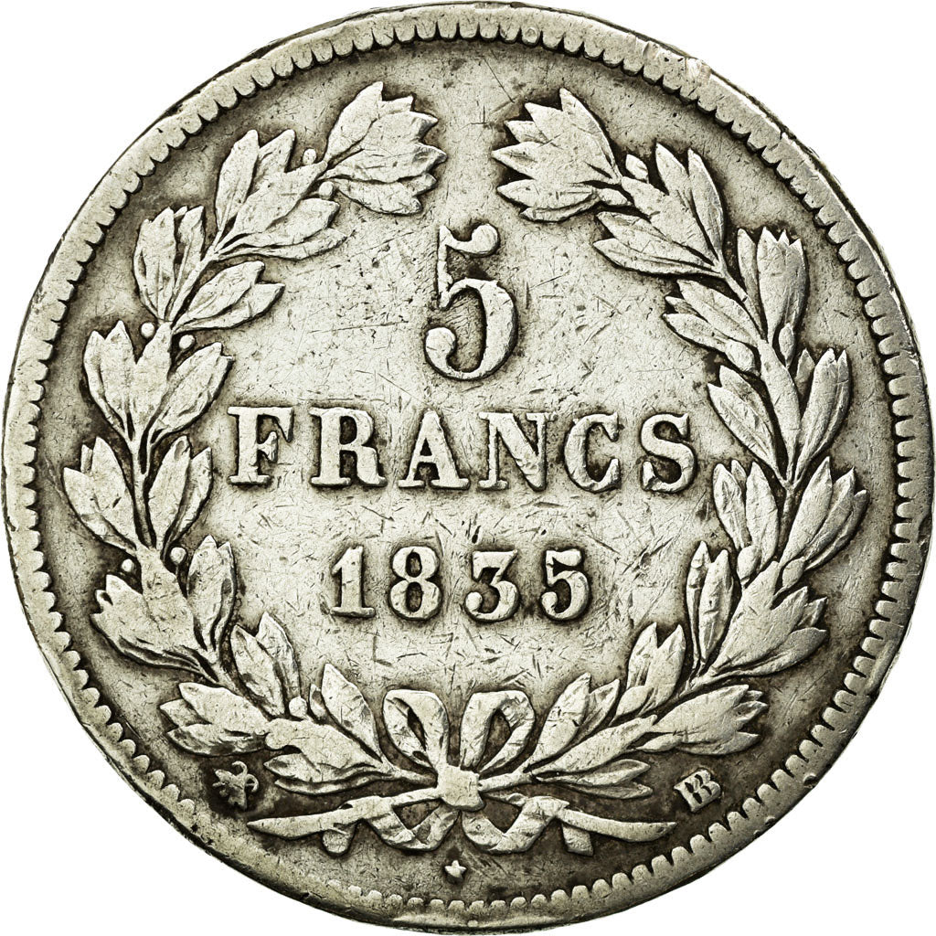 Coin, France, Louis-Philippe, 5 Francs, 1835, Strasbourg, VF(20-25), Silver