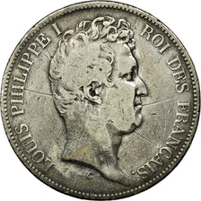 Munten, Frankrijk, Louis-Philippe, 5 Francs, 1830, Paris, ZG+, Zilver, KM:736.1