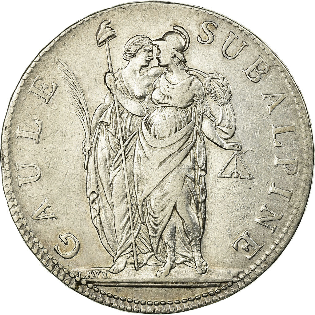 Monnaie, États italiens, PIEDMONT REPUBLIC, 5 Francs, 1800, TTB, Argent, KM:4