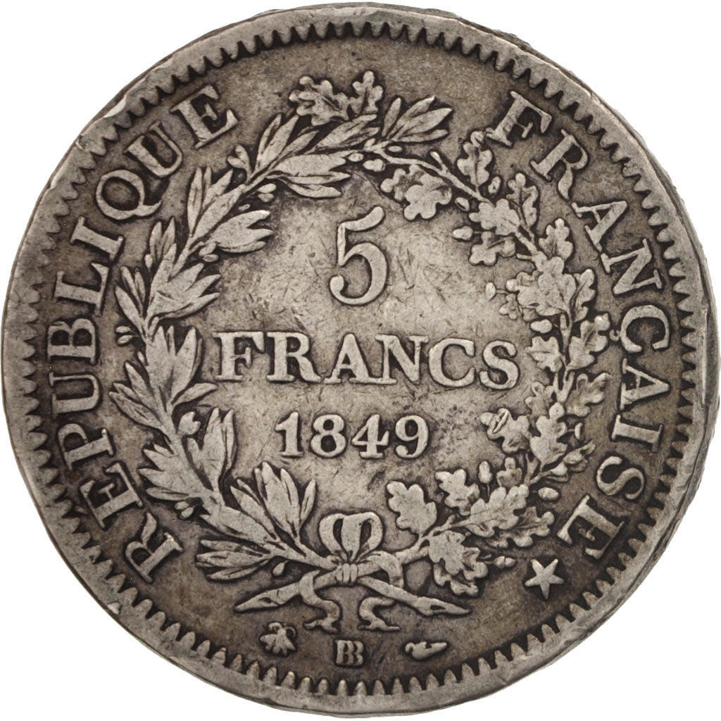 Monnaie, France, Hercule, 5 Francs, 1849, Strasbourg, TB, Argent, KM:756.2