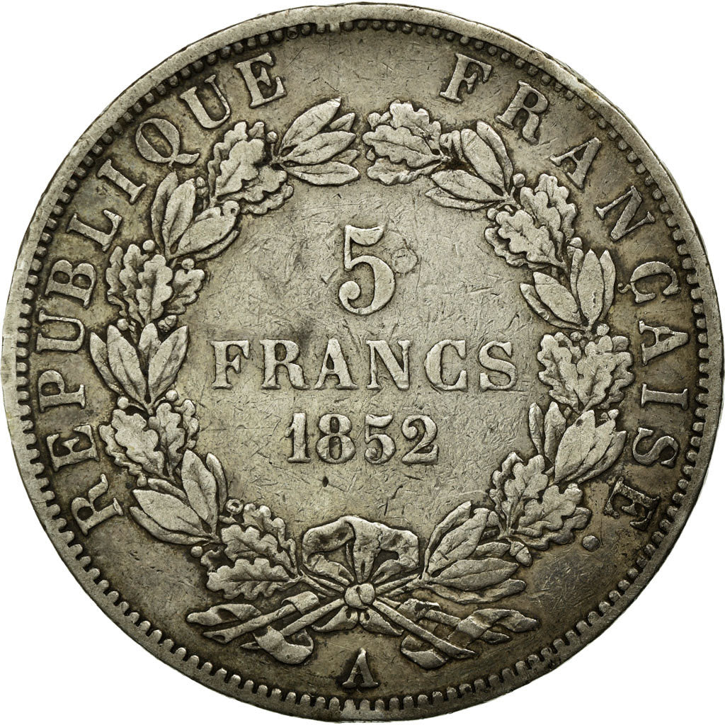 Munten, Frankrijk, Napoléon III, 5 Francs, 1852, Paris, FR, Zilver, KM:773.1