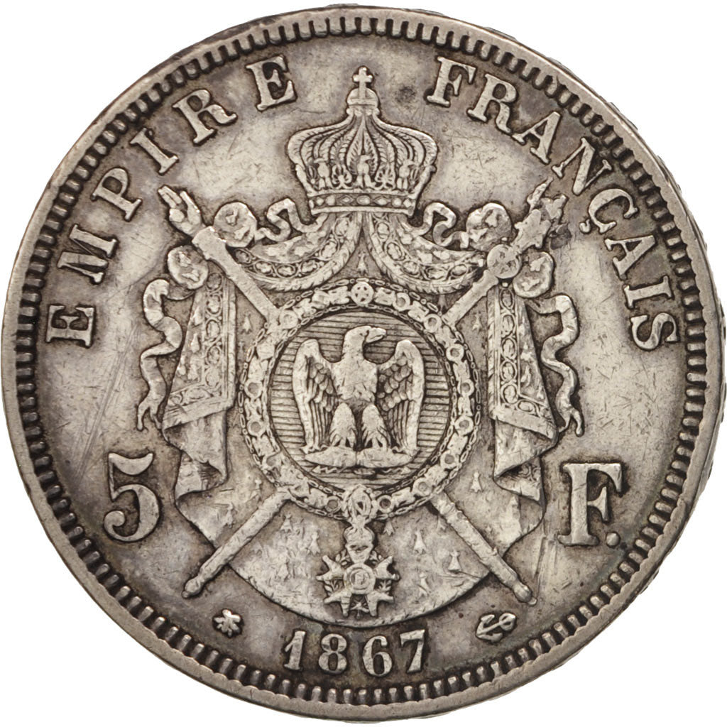 France, 5 Francs, 1867, Paris, TTB, Argent, KM:799.1, Gadoury:739