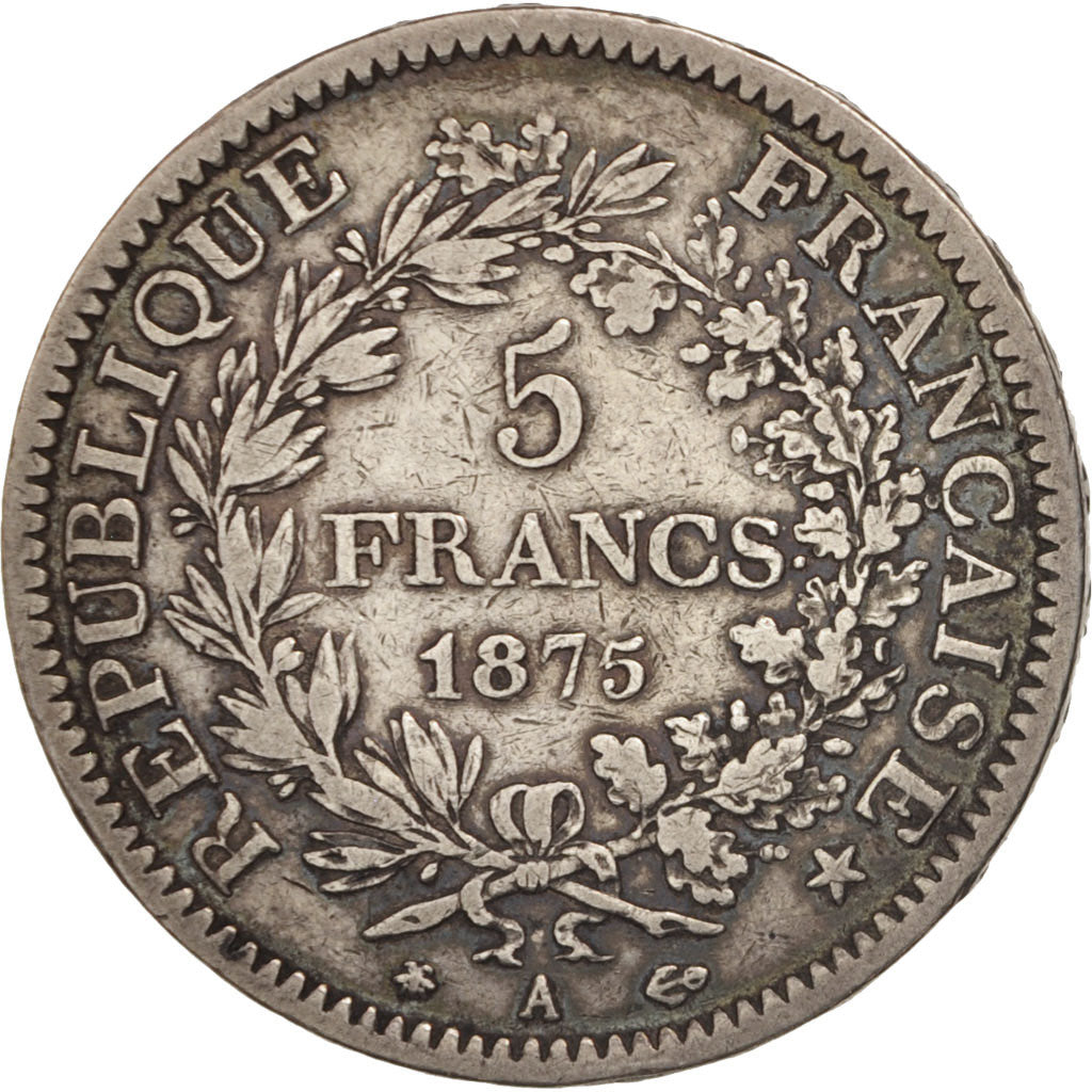France, Hercule, 5 Francs, 1875, Paris, TB+, Argent, KM:820.1, Gadoury:745a