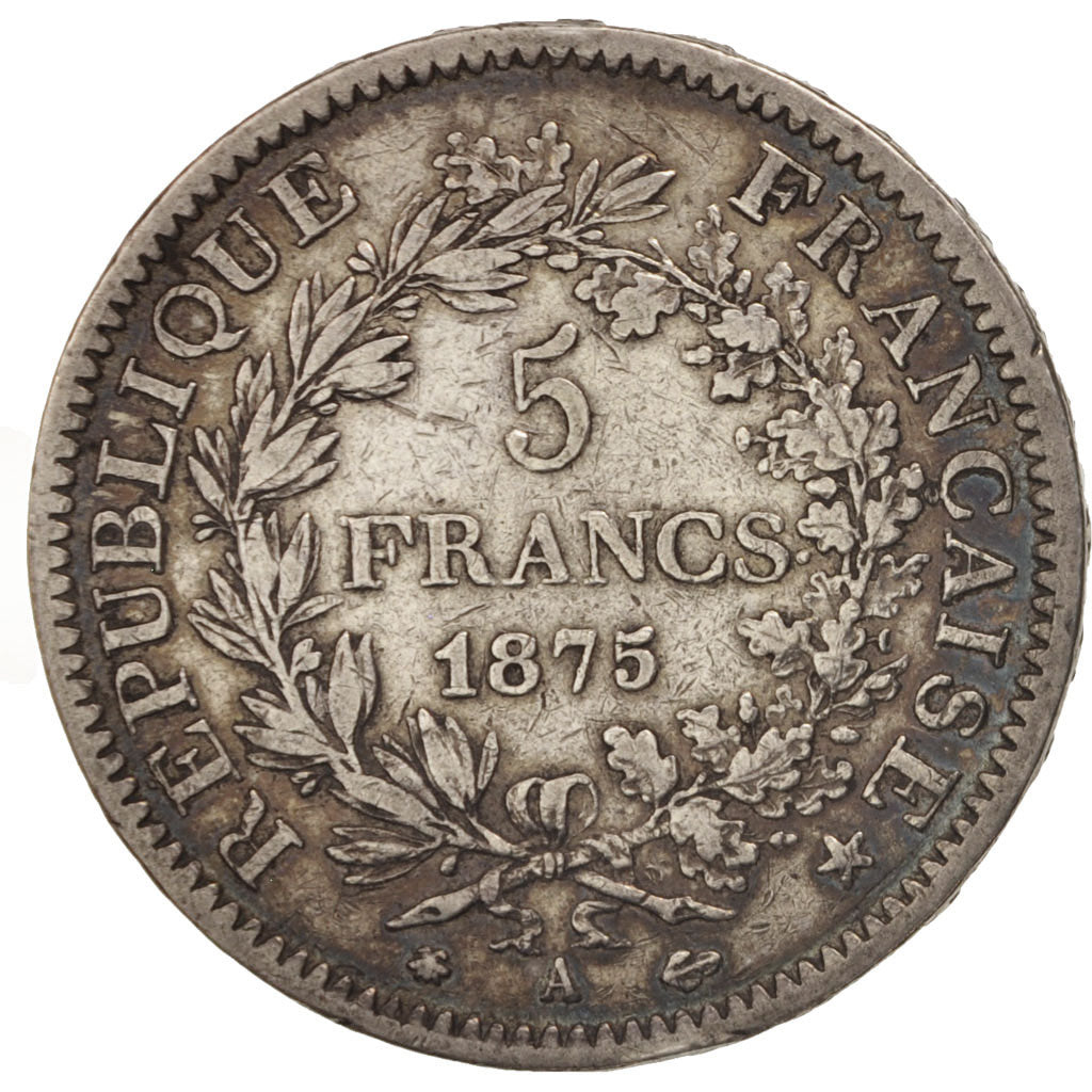 Moneda, Francia, Hercule, 5 Francs, 1875, Paris, MBC, Plata, KM:820.1