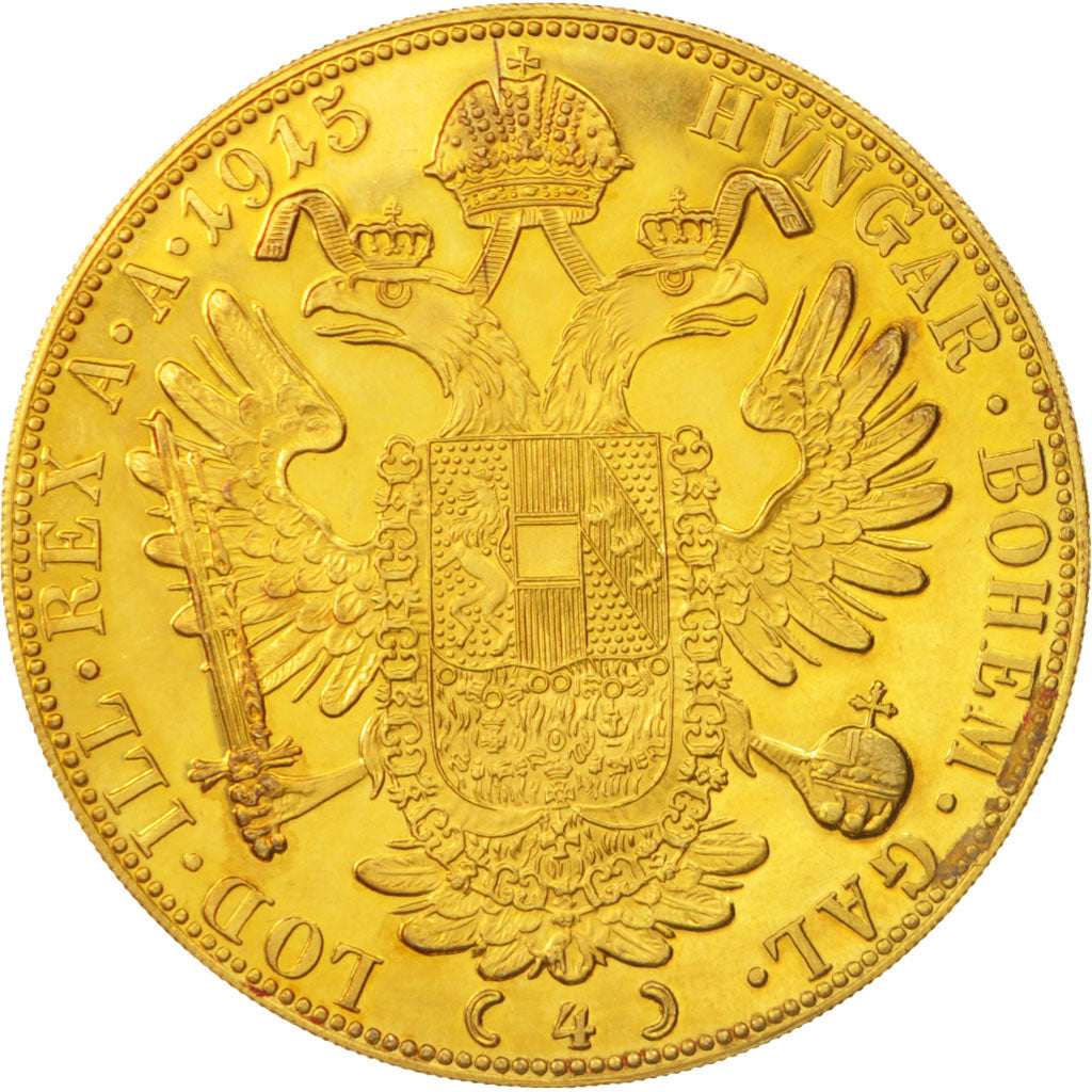 Austria, Franz Joseph I, 4 Ducat, 1915, Restrike, SPL, Oro, KM:2276