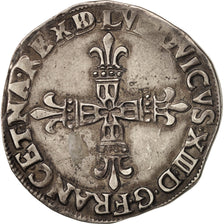 France, Louis XIII, 1/4 Écu de Béarn, 1620, Morlaas, VF(30-35), KM 49.2