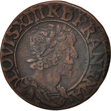 France, Louis XIII, Double tournois, buste laurée et drapé, 1638, Gadoury 11