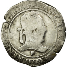 Monnaie, France, Henri III, Franc au Col Plat, 1578, Angers, B+, Argent