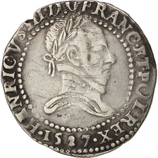 France, Henri III, Demi Franc, 1587, Lyon, VF(30-35), Silver, Sombart:4716