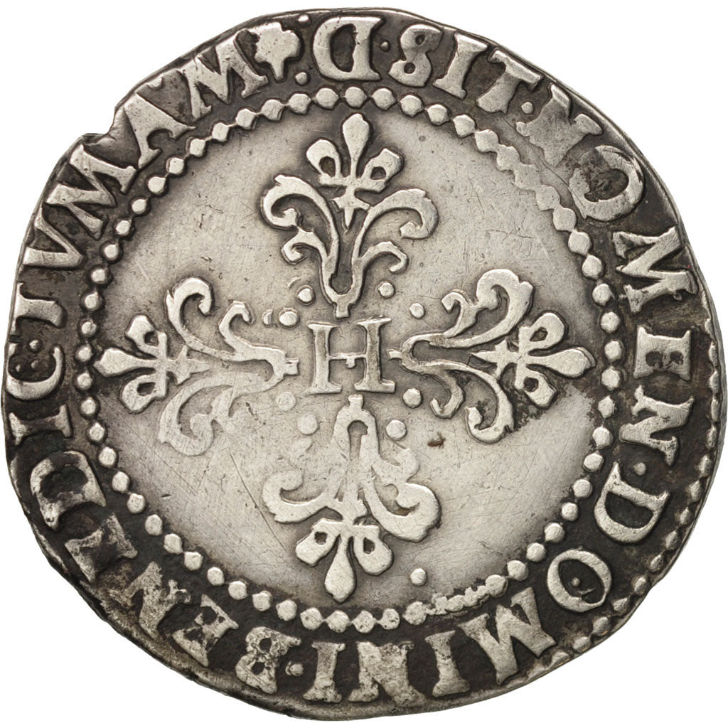 France, Henri III, Demi Franc, 1587, Lyon, VF(30-35), Silver, Sombart:4716