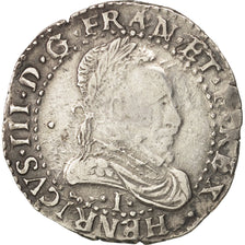 France, Henri III, 1/2 Franc, 1588, Limoges, EF(40-45), Silver, Sombart:4716