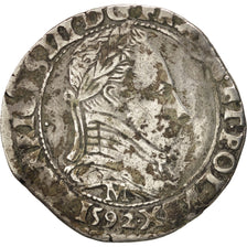 Francia, Henri III, Demi Franc, 1592, Toulouse, MB, Argento, Sombart:4716