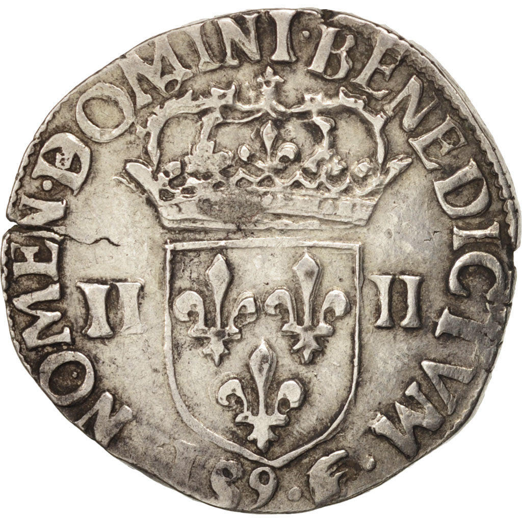 Coin, France, Henri III, 1/4 Ecu, 1587, Rennes, EF(40-45), Silver, Sombart:4662