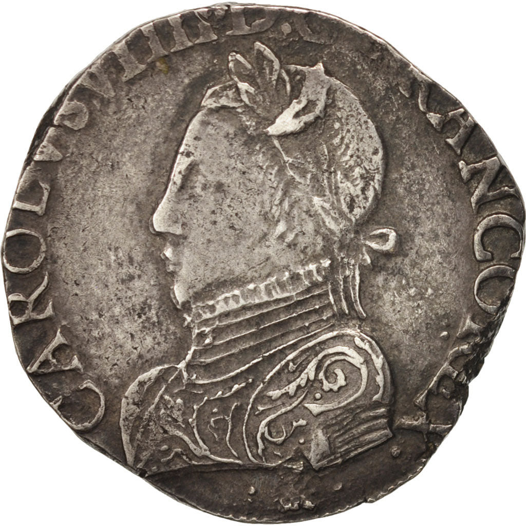 France, Charles IX, Teston, 1567, La Rochelle, VF(30-35), Silver, Sombart:4602