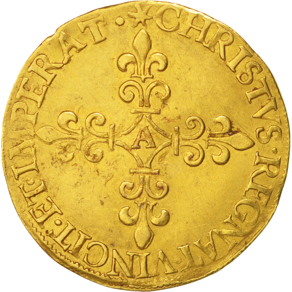 Francia, Charles IX, Ecu d'or, 1562, Paris, Faulty Date, BB+, Oro, Sombart:4904