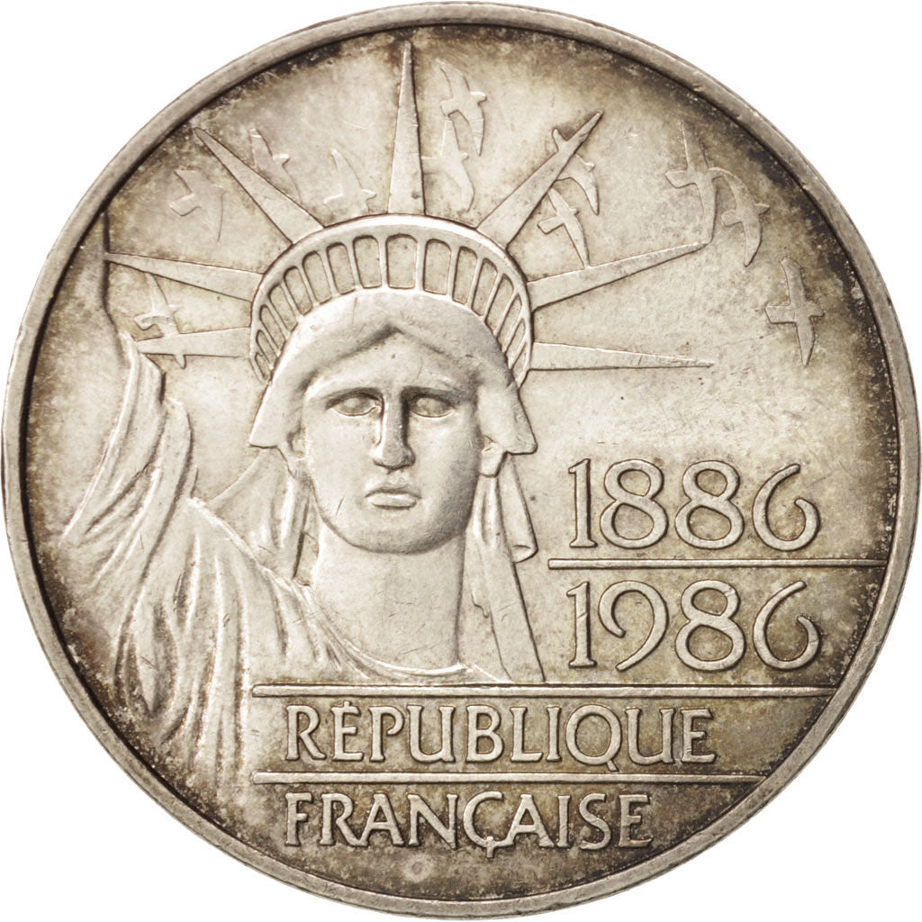 France, Statue de la Liberté, 100 Francs, 1986, AU(55-58), Silver, KM:960