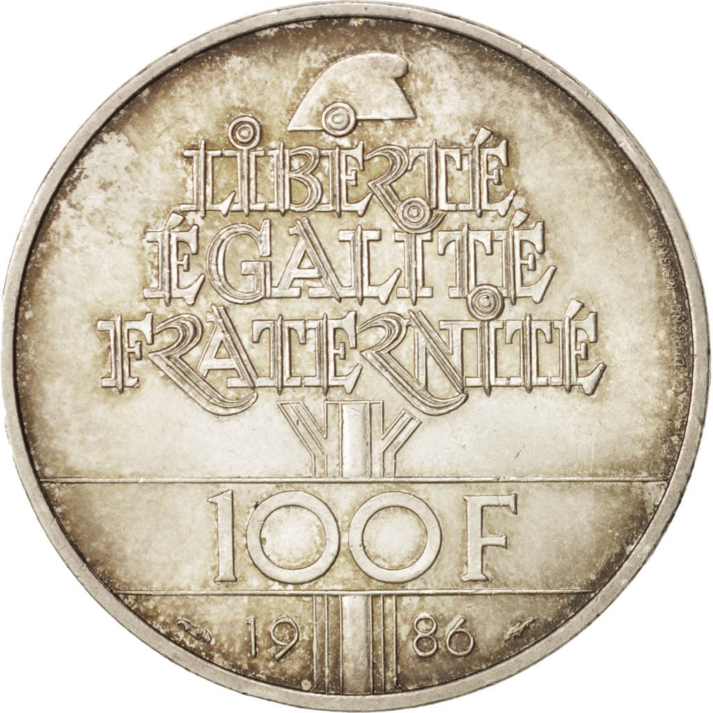 France, Statue de la Liberté, 100 Francs, 1986, AU(55-58), Silver, KM:960