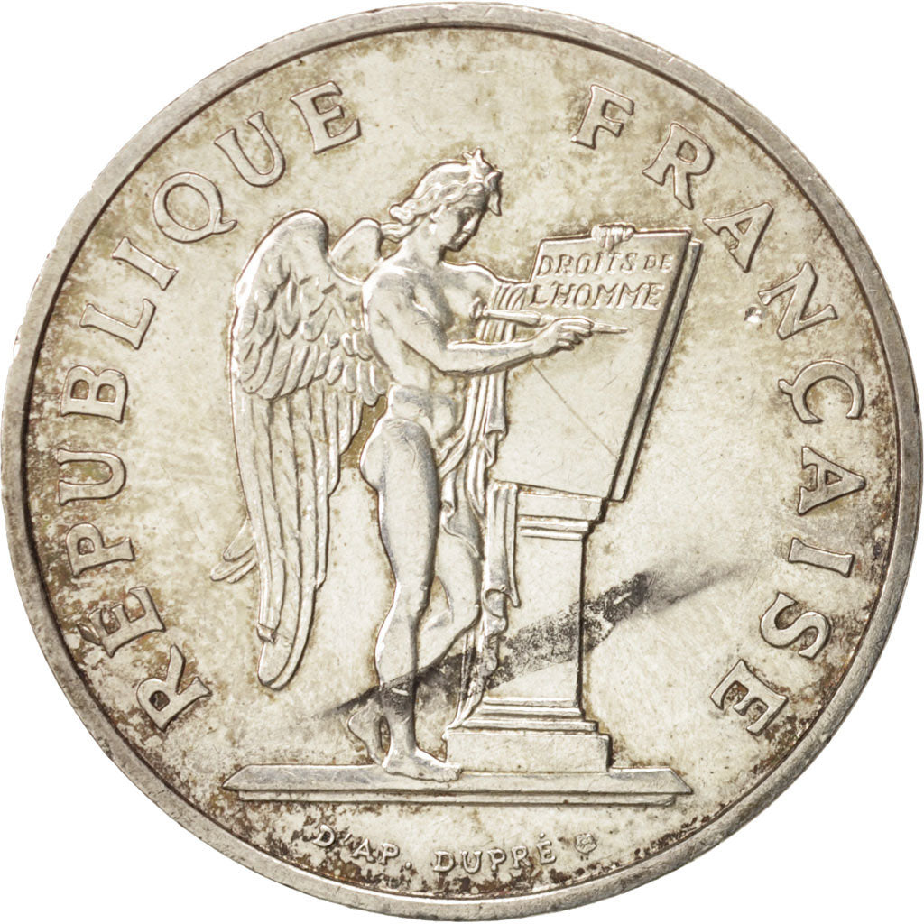 France, Droits de l'Homme, 100 Francs, 1989, AU(55-58), Silver, KM:970