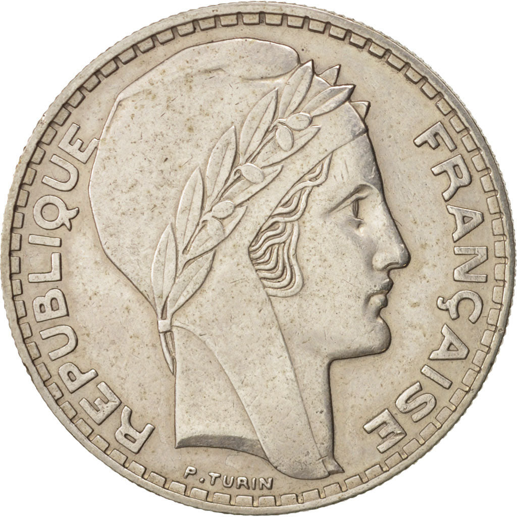 Francia, Turin, 20 Francs, 1937, Paris, MBC, Plata, KM:879, Gadoury:852