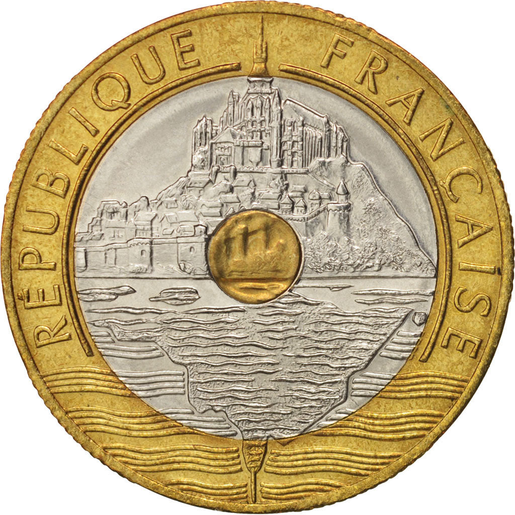 Francia, Mont Saint Michel, 20 Francs, 1994, SPL, Tri-metallico, KM:1008.2