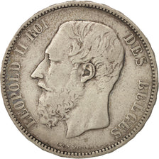 Belgio, Leopold II, 5 Francs, 5 Frank, 1867, MB+, Argento, KM:24