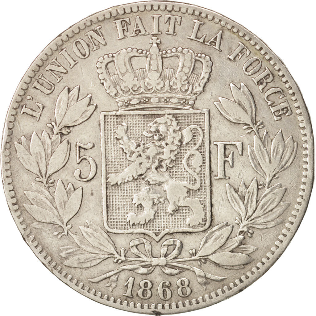 Monnaie, Belgique, Leopold II, 5 Francs, 5 Frank, 1868, TB+, Argent, KM:24